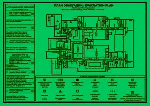 фотолюминесцентный локальный план эвакуации комнаты отеля